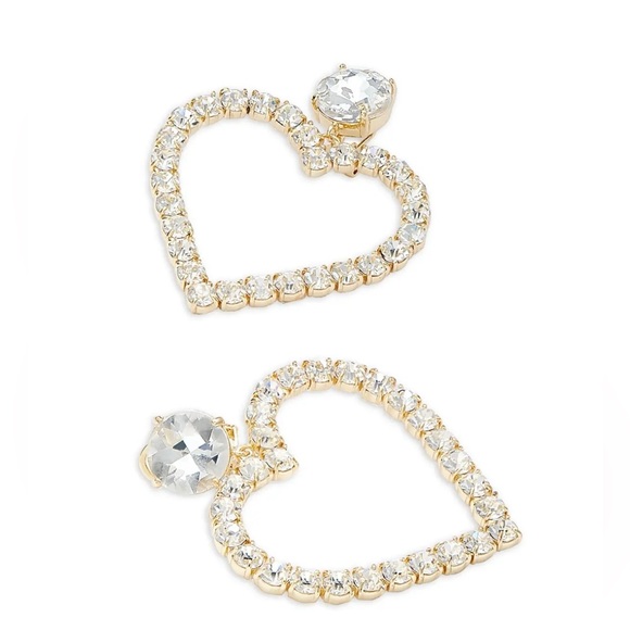 Aqua Crystal Heart Earrings in Gold and Silver - Picture 2 of 6